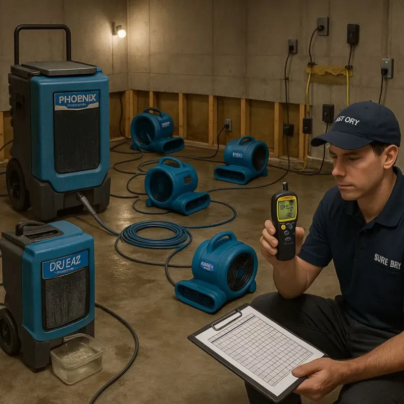 Structural Drying and Dehumidification process in Wolcottville, IN